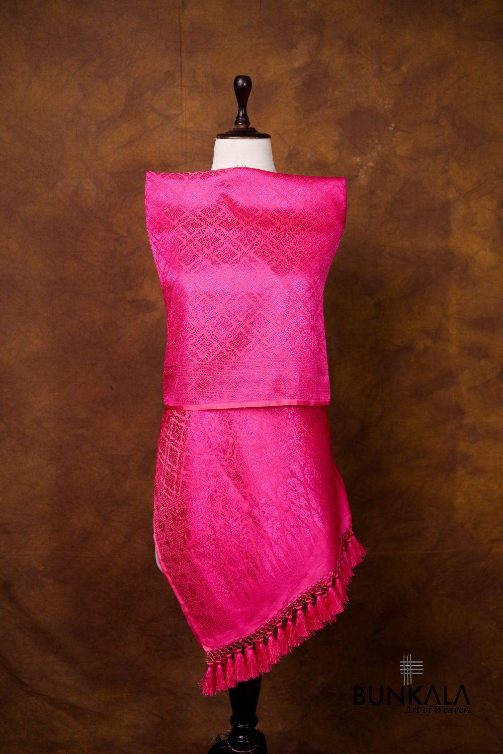 Fuchsia Pink Mashru Silk Brocade Resham Weaved Banarasi Dupatta 