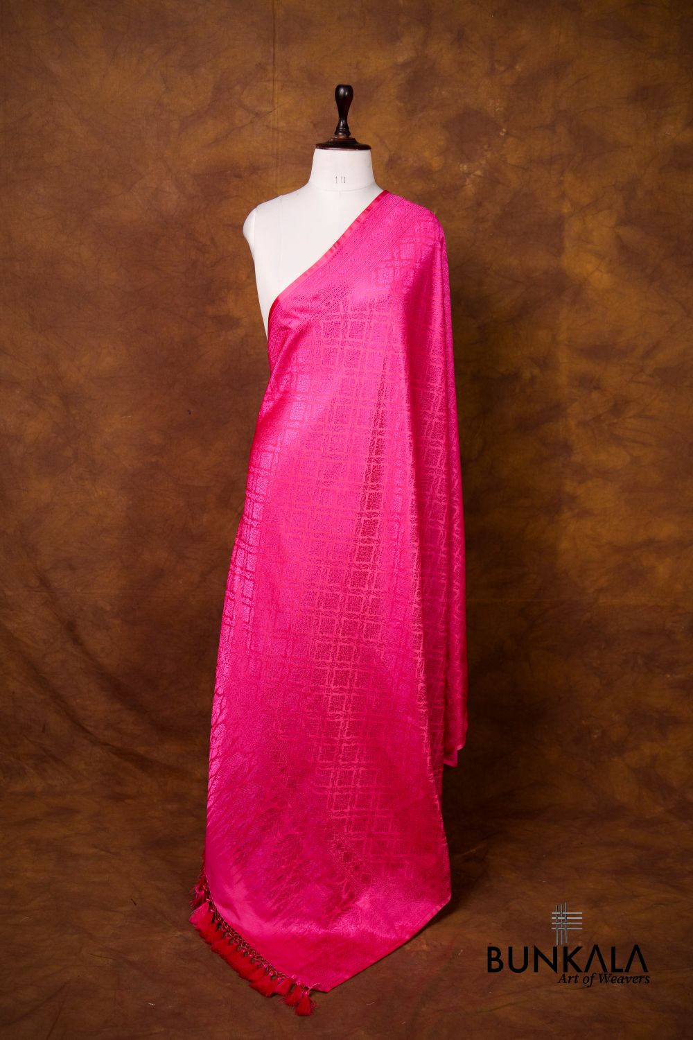 Fuchsia Pink Mashru Silk Brocade Resham Weaved Banarasi Dupatta 