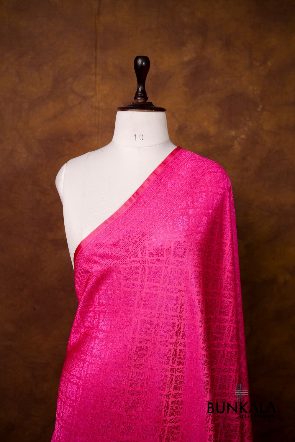 Fuchsia Pink Mashru Silk Brocade Resham Weaved Banarasi Dupatta 