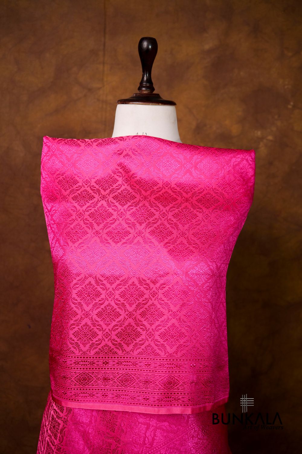 Fuchsia Pink Mashru Silk Brocade Resham Weaved Banarasi Dupatta 