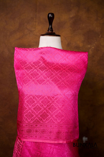Fuchsia Pink Mashru Silk Brocade Resham Weaved Banarasi Dupatta 