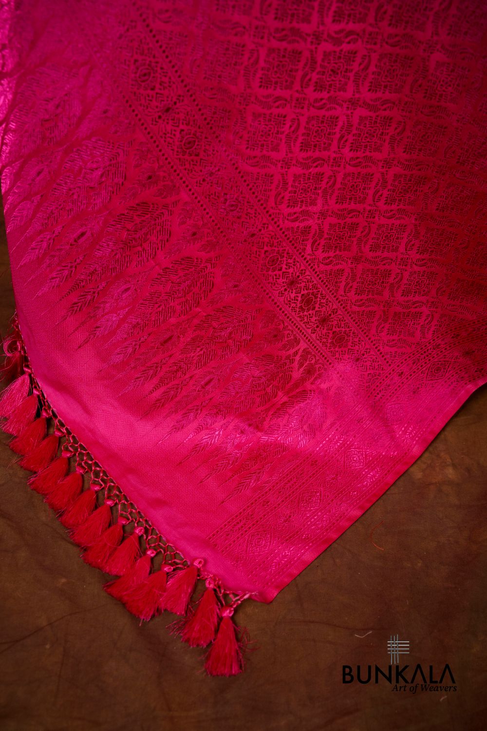 Fuchsia Pink Mashru Silk Brocade Resham Weaved Banarasi Dupatta 