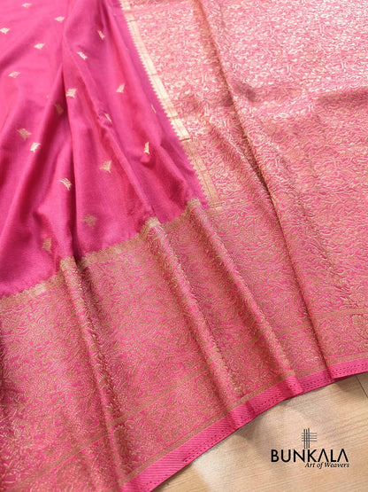Gazri Pink Sona Zari Buti Banarasi Georgette Saree