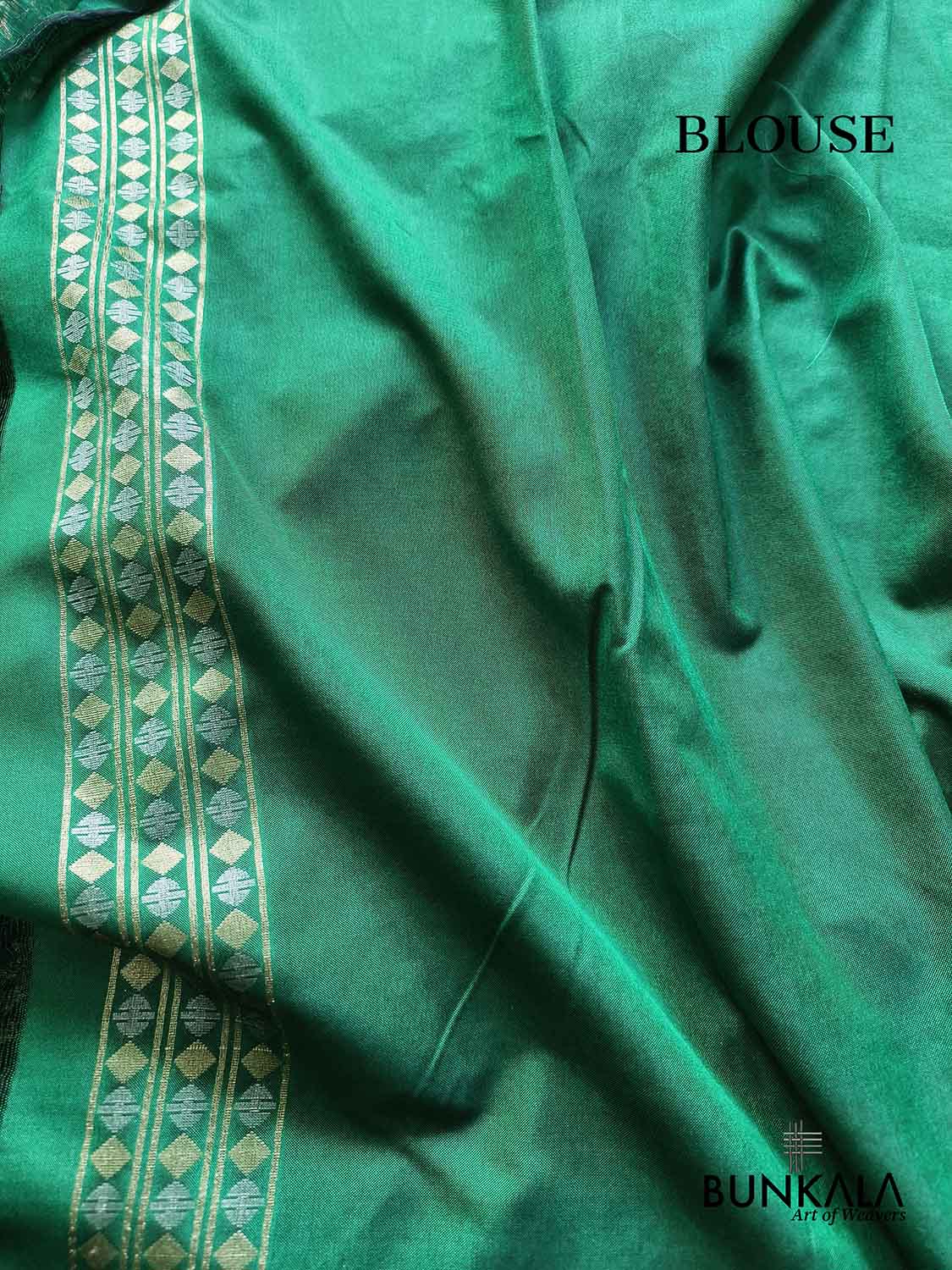 Green Ektara Banarasi Jamdani Weaved Silk Saree