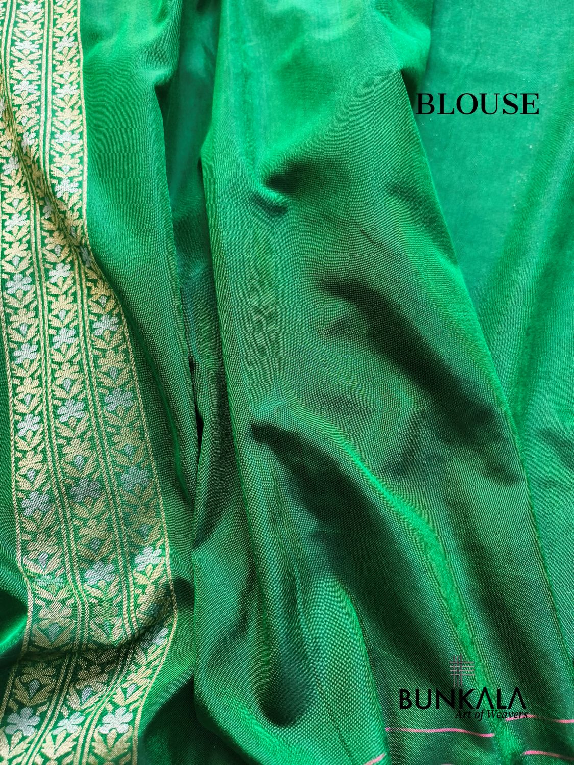 Green Ektara Banarasi Jamdani Weaved Silk Saree