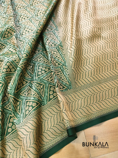 Green Geometrical Brocade Banarasi Mashru Silk Saree