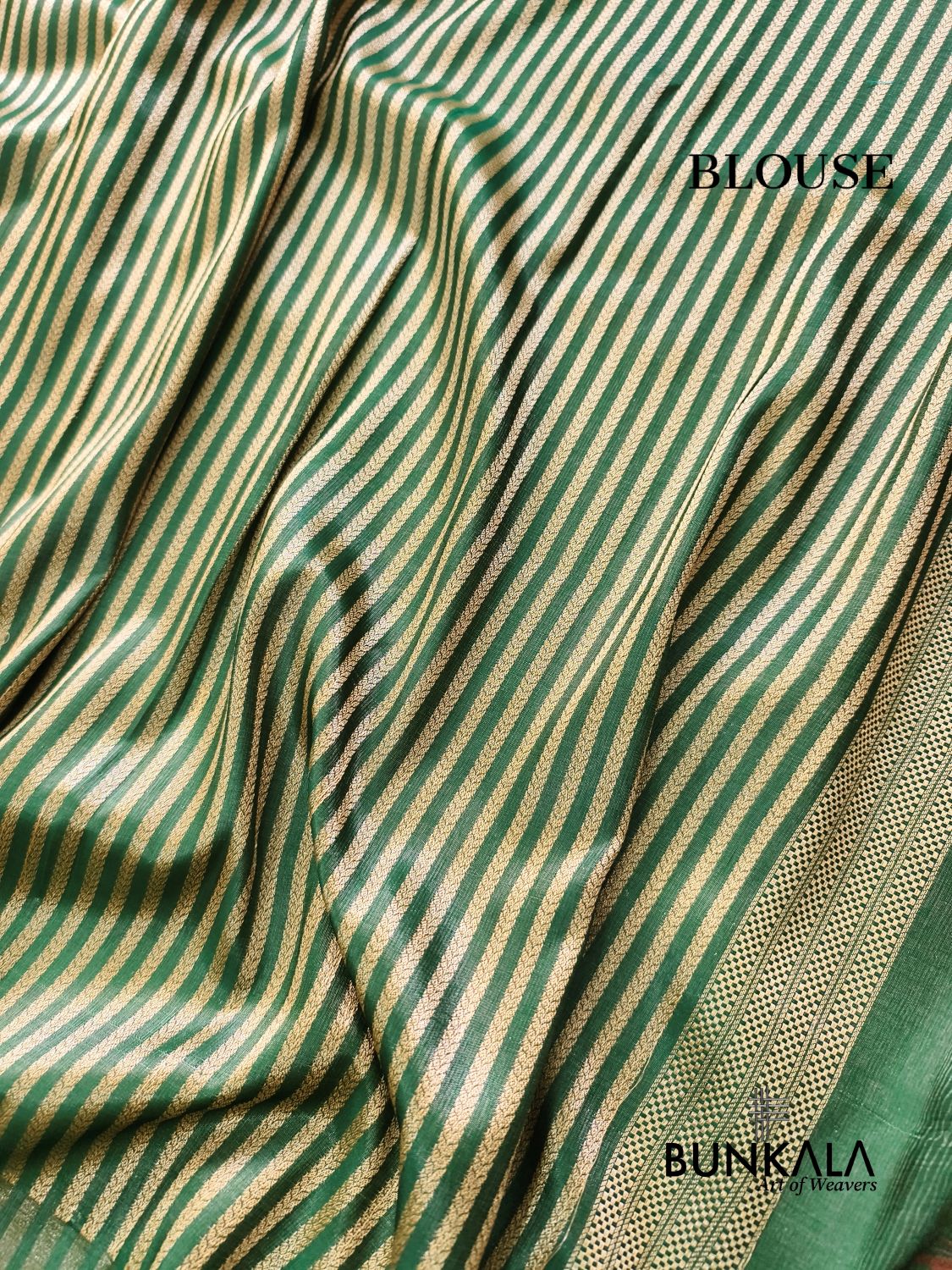 Green Geometrical Brocade Banarasi Mashru Silk Saree