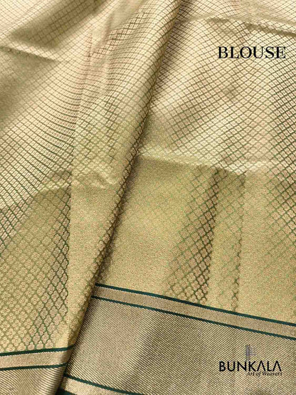 Green Jamdani Banarasi Floral Jaal Meenakari Weaved Tissue Saree