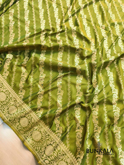 Green Leheriya Meena Banarasi Silk Saree
