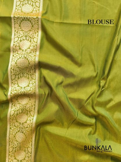 Green Leheriya Meena Banarasi Silk Saree