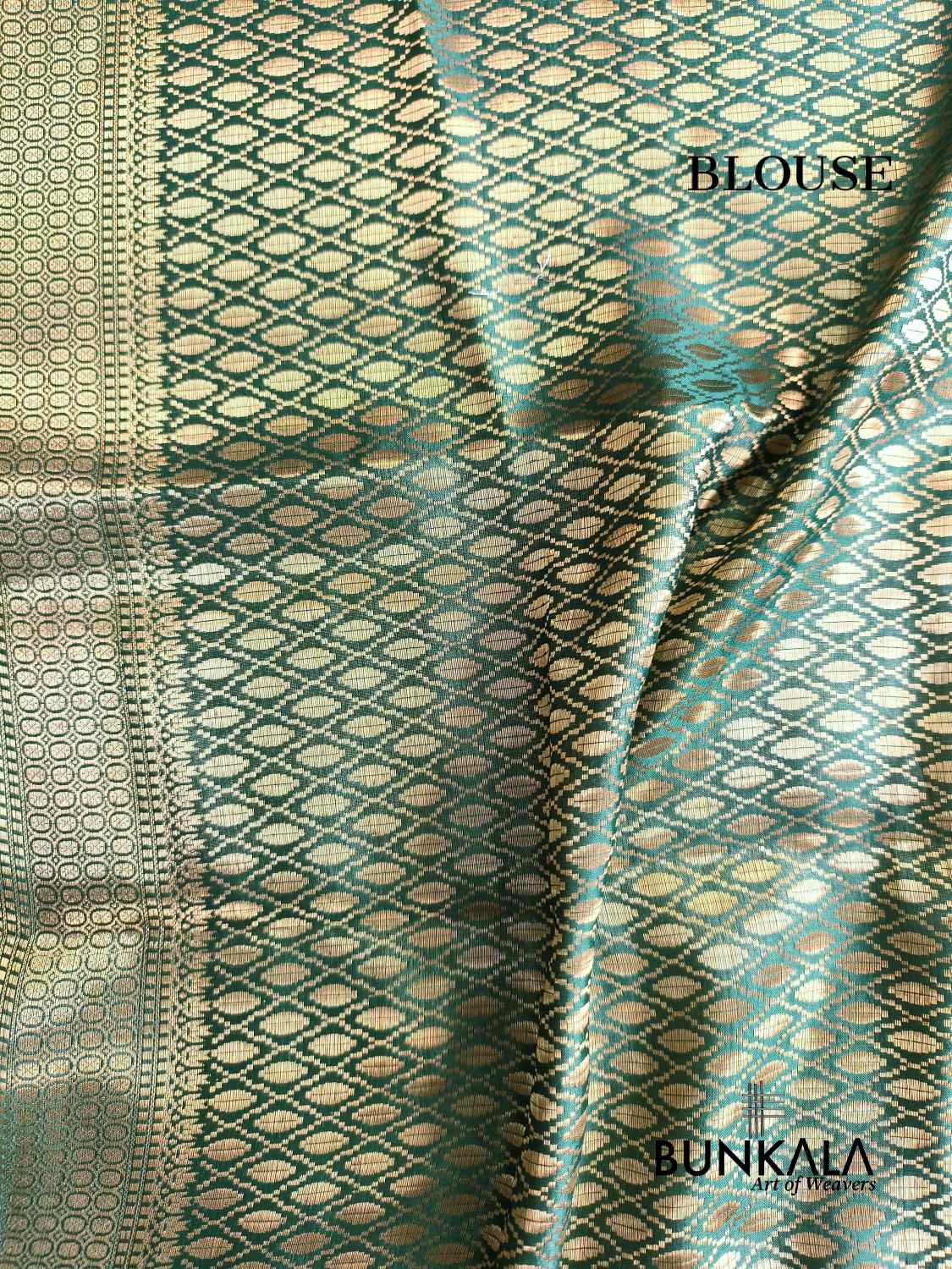 Green Meena Floral Pure Banarasi Mango Silk Saree 