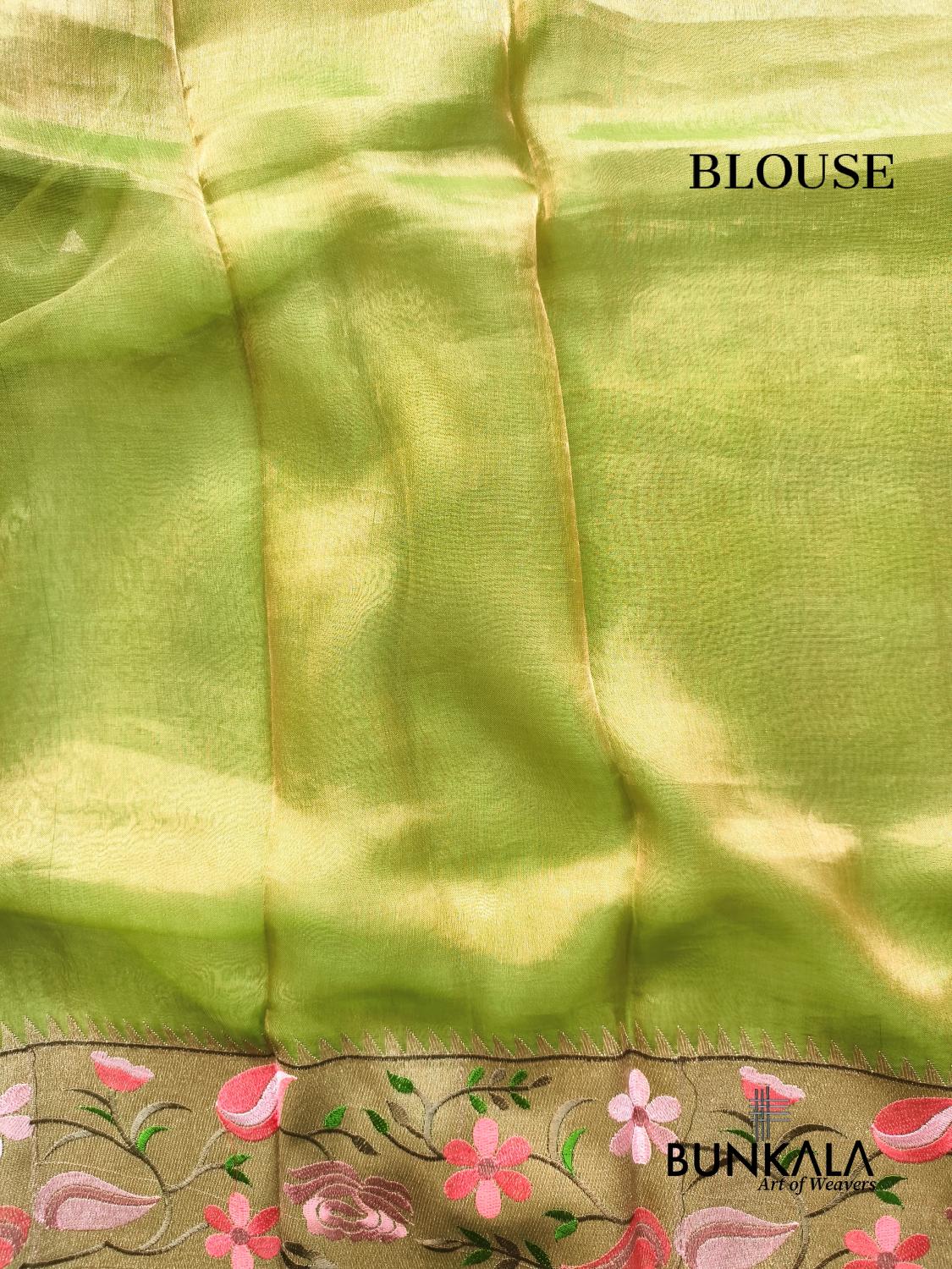 Green Multicolour Paithani Border Banarasi Embroidery Tissue Silk Saree