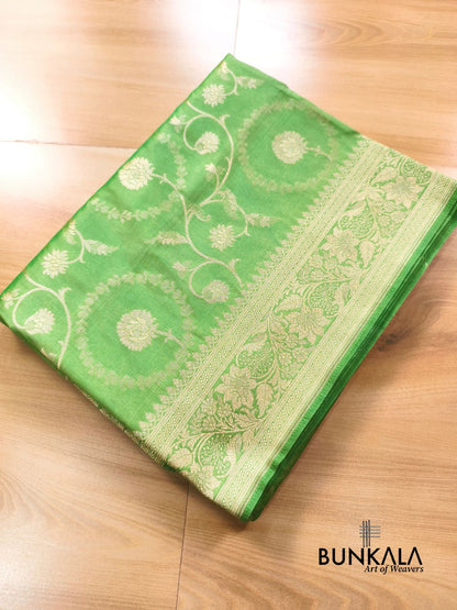 Green Sona Rupa Floral Jaal Banarasi Silk Saree 