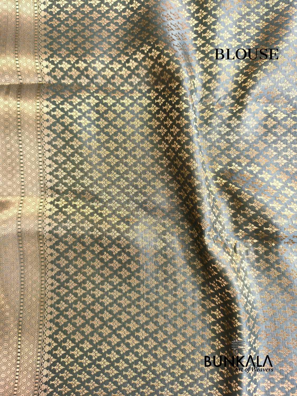 Grey Meena Leheriya Pure Banarasi Mango Silk Saree 