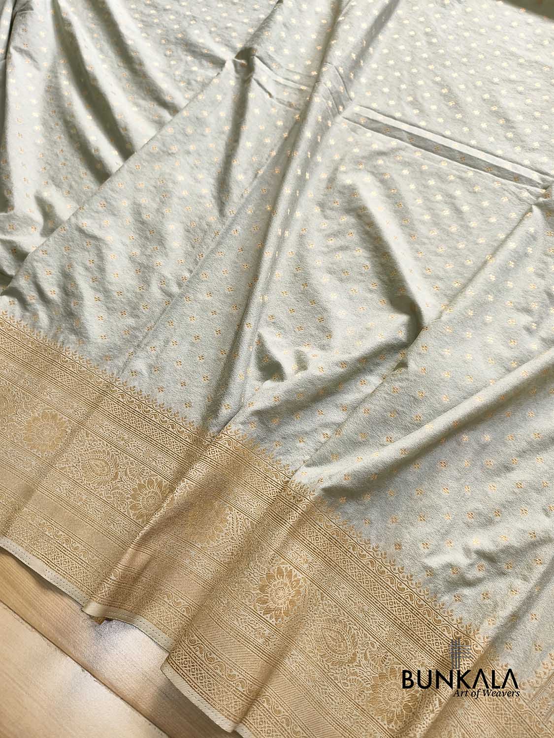 Grey Sona Zari Big Border Banarasi Georgette Saree