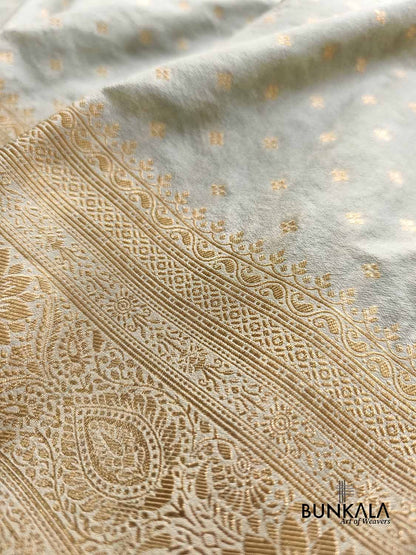 Grey Sona Zari Big Border Banarasi Georgette Saree
