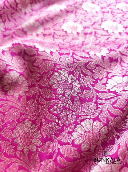 Hot Pink Ektara Banarasi Jamdani Weaved Silk Saree
