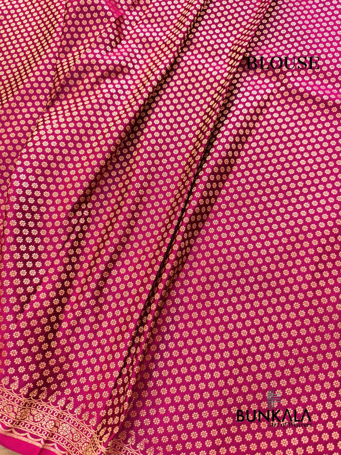 Hot Pink Plain Banarasi Mashru Soft Silk Saree with Paisley Pallu 