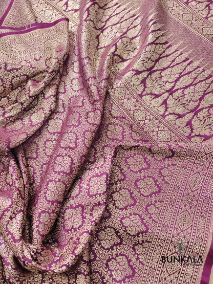 Purple Mashru Silk Banarasi Saree