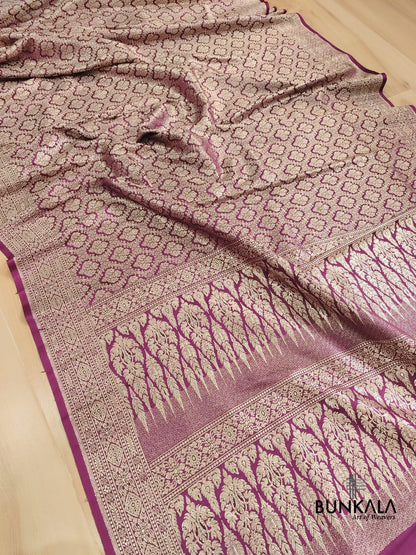Purple Mashru Silk Banarasi Saree