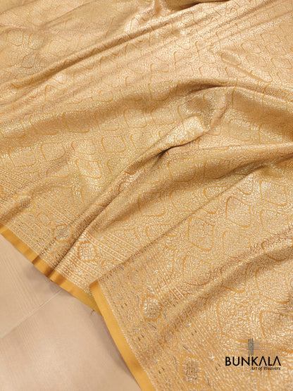 Yellow Mastard Mashru Silk Banarasi Saree