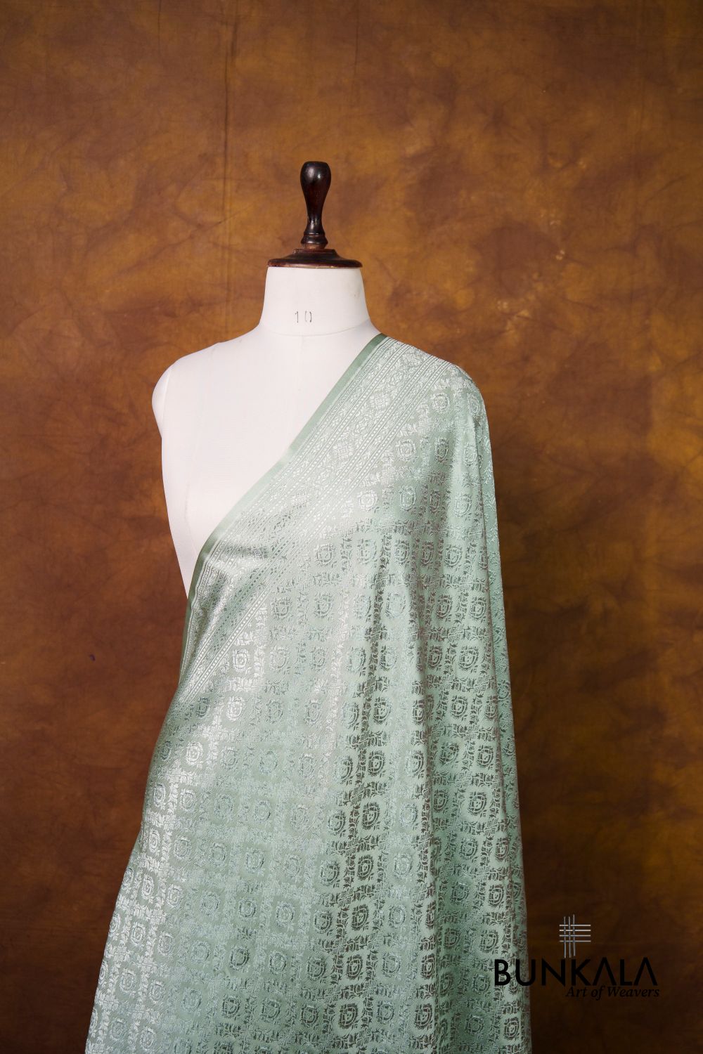 Ice Blue Daimond Jaal Brocade Resham Weaved Banarasi Mashru Silk Dupatta