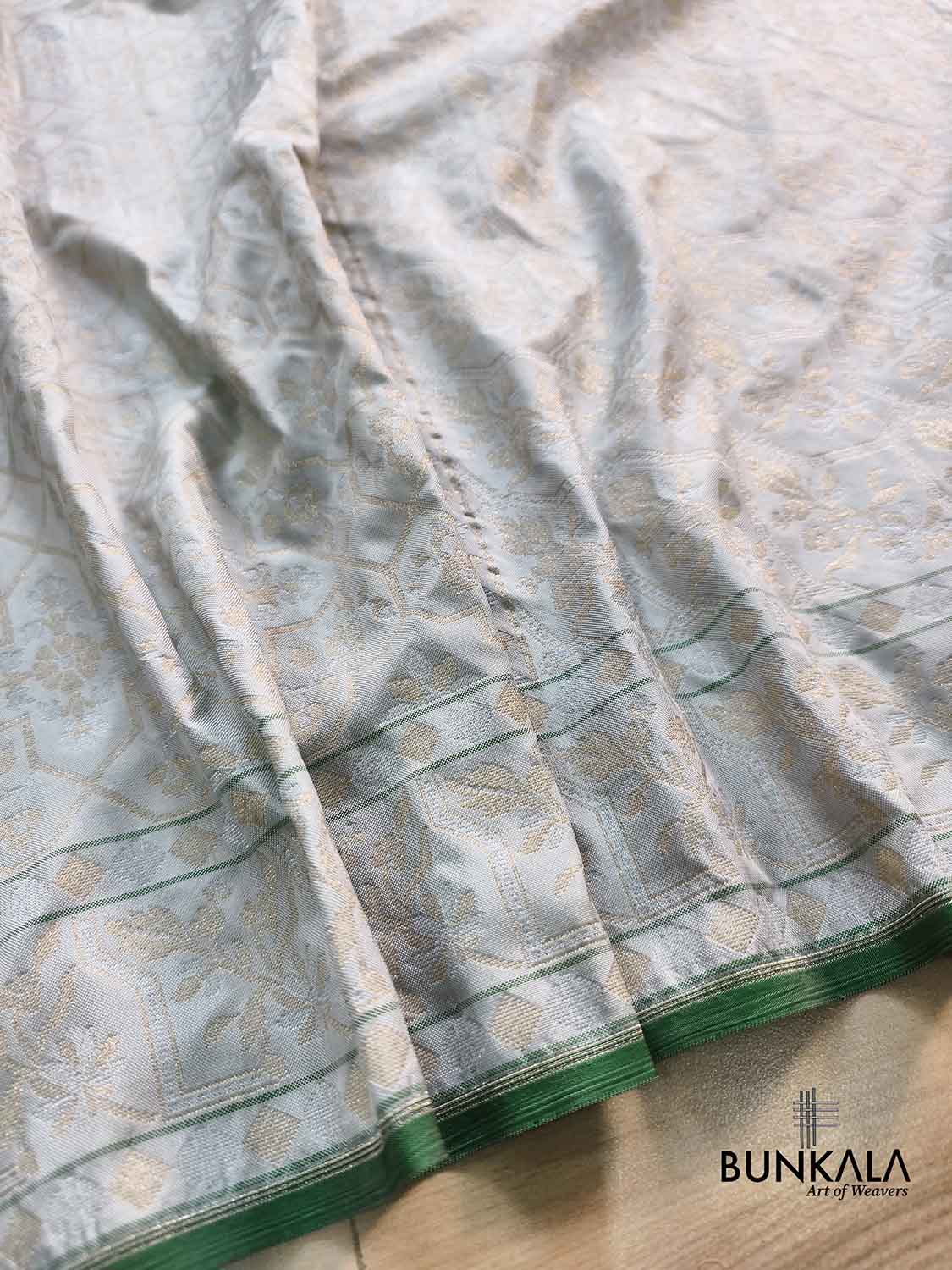 Ice Blue Ektara Banarasi Jamdani Weaved Silk Saree
