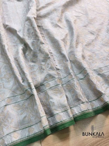 Ice Blue Ektara Banarasi Jamdani Weaved Silk Saree
