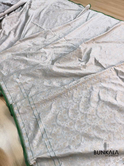 Ice Blue Ektara Banarasi Jamdani Weaved Silk Saree