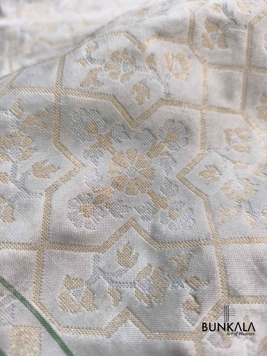 Ice Blue Ektara Banarasi Jamdani Weaved Silk Saree