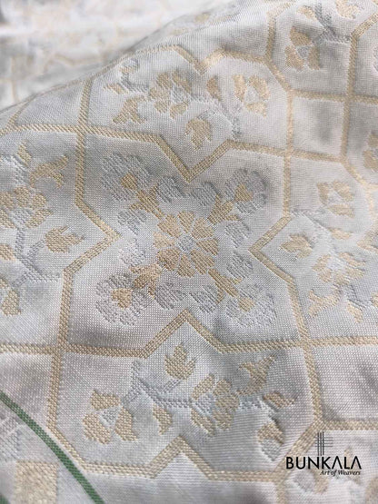 Ice Blue Ektara Banarasi Jamdani Weaved Silk Saree