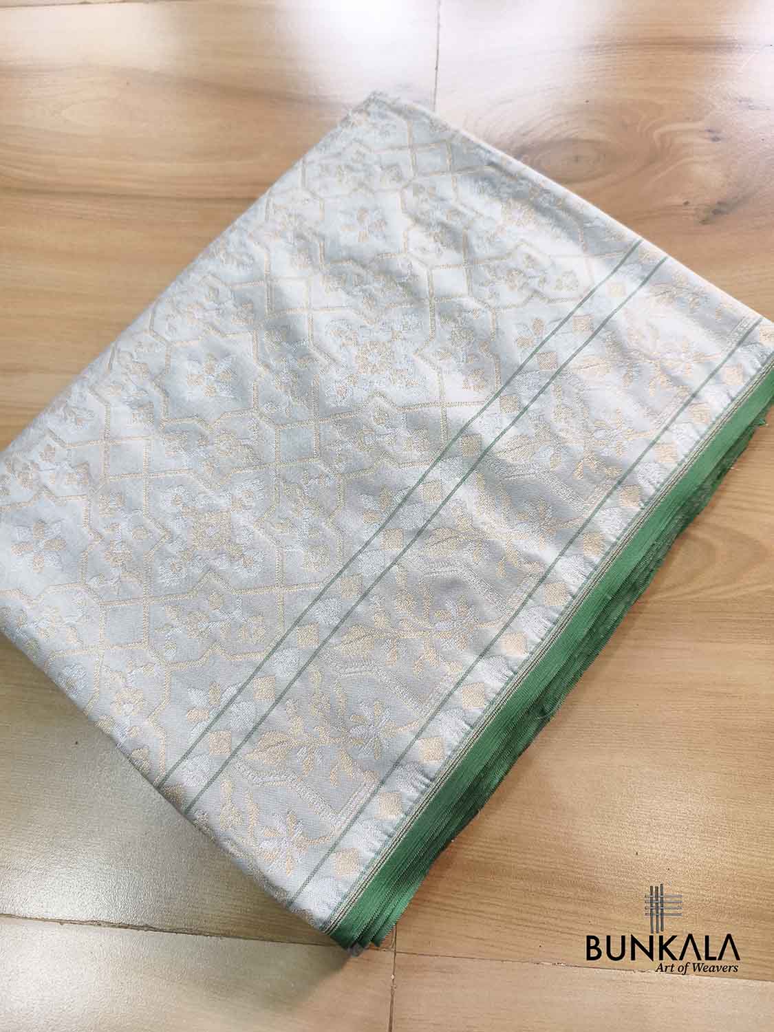 Ice Blue Ektara Banarasi Jamdani Weaved Silk Saree