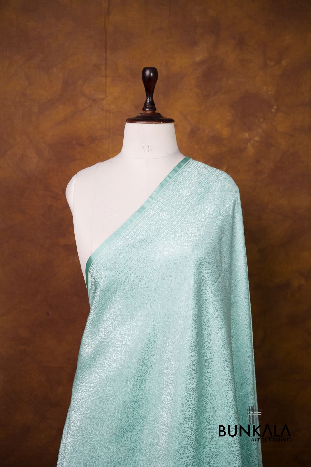 Ice Blue Mashru Silk Brocade Resham Weaved Banarasi Dupatta