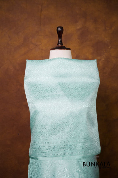 Ice Blue Mashru Silk Brocade Resham Weaved Banarasi Dupatta