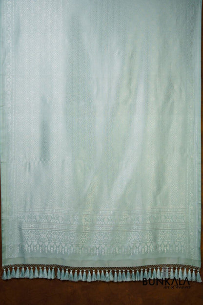 Ice Blue Mashru Silk Brocade Resham Weaved Banarasi Dupatta