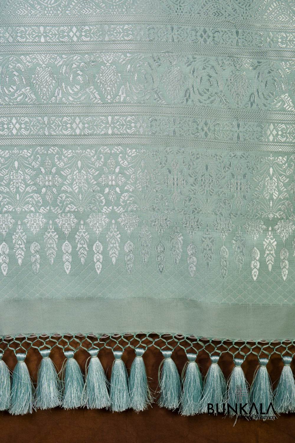 Ice Blue Mashru Silk Brocade Resham Weaved Banarasi Dupatta