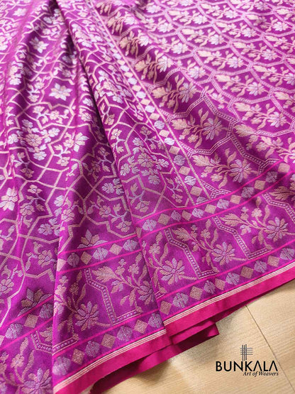 Jamuni Purple Ektara Banarasi Jamdani Weaved Silk Saree