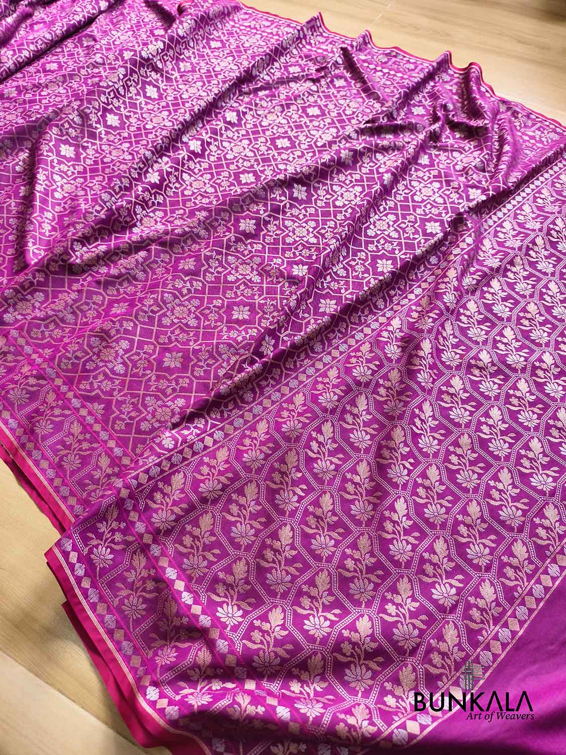 Jamuni Purple Ektara Banarasi Jamdani Weaved Silk Saree
