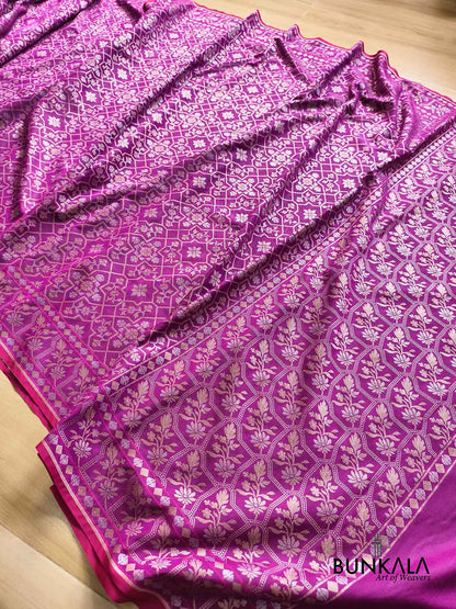 Jamuni Purple Ektara Banarasi Jamdani Weaved Silk Saree