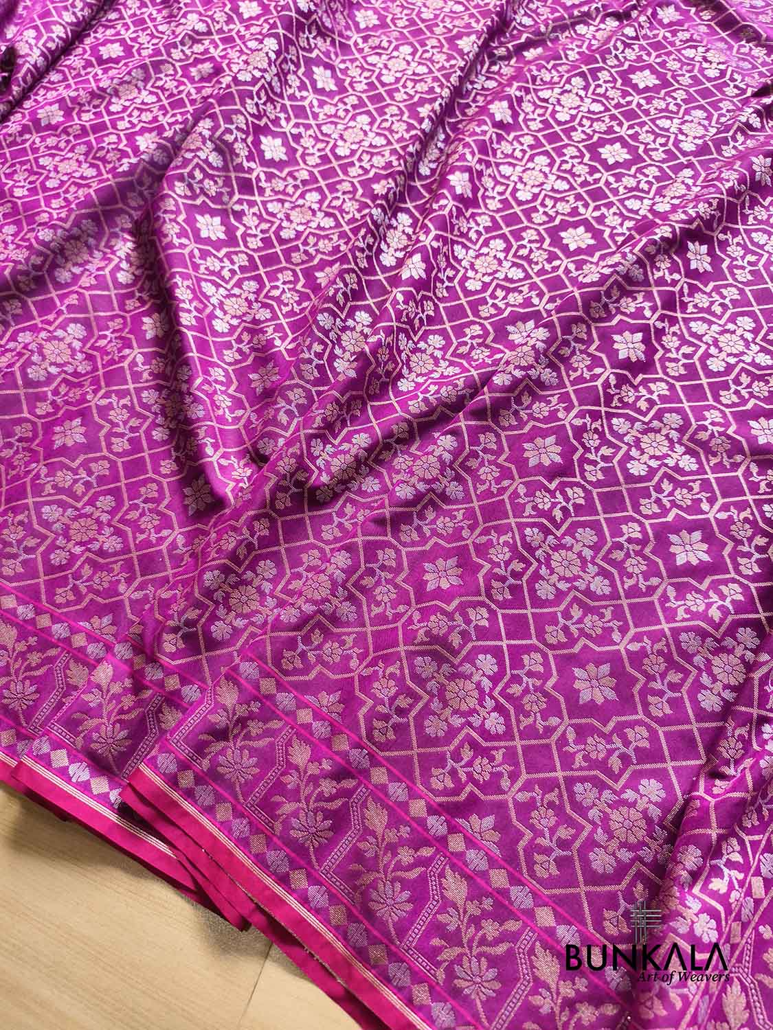 Jamuni Purple Ektara Banarasi Jamdani Weaved Silk Saree