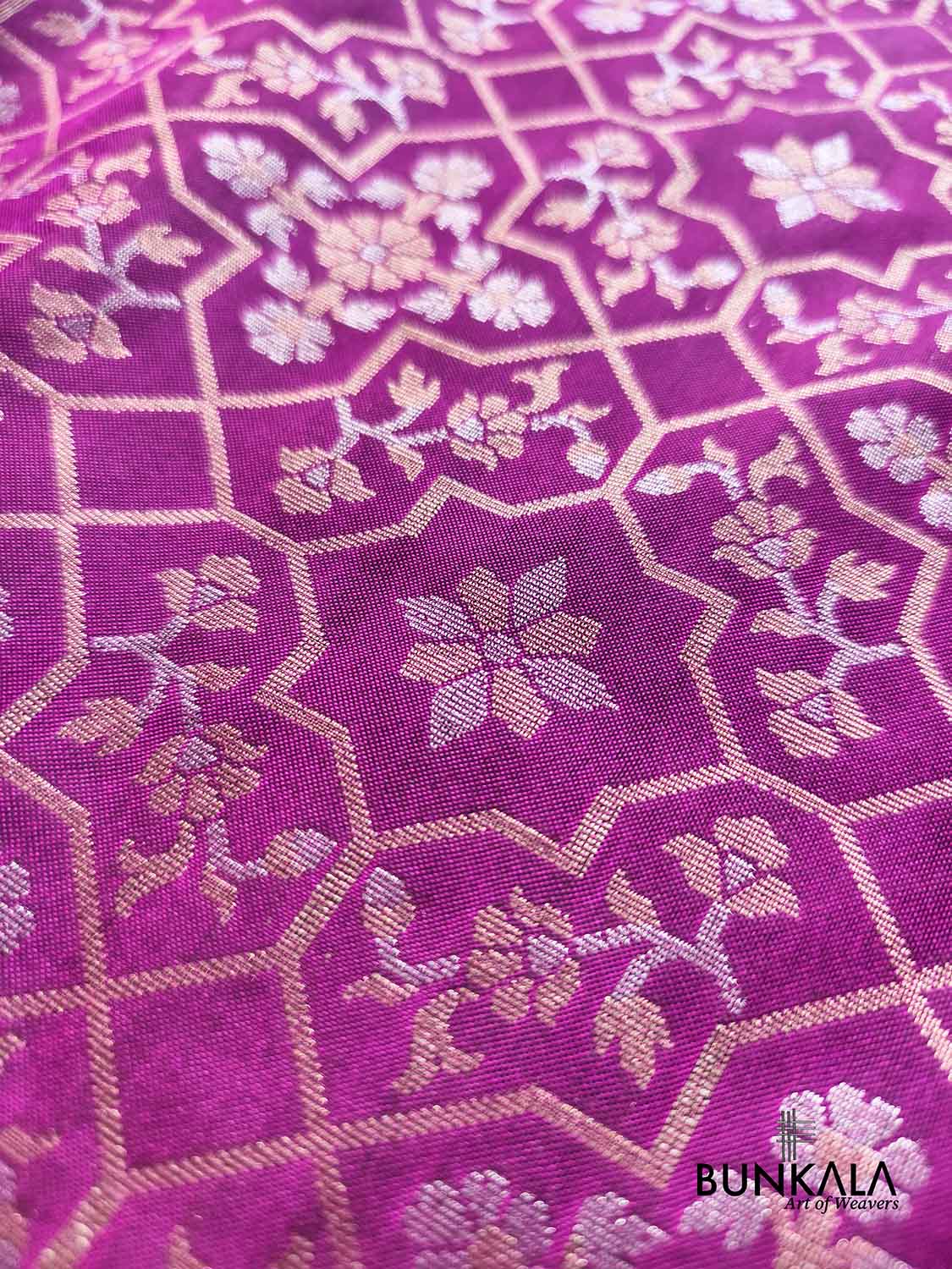 Jamuni Purple Ektara Banarasi Jamdani Weaved Silk Saree