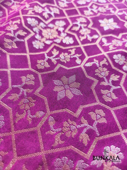 Jamuni Purple Ektara Banarasi Jamdani Weaved Silk Saree