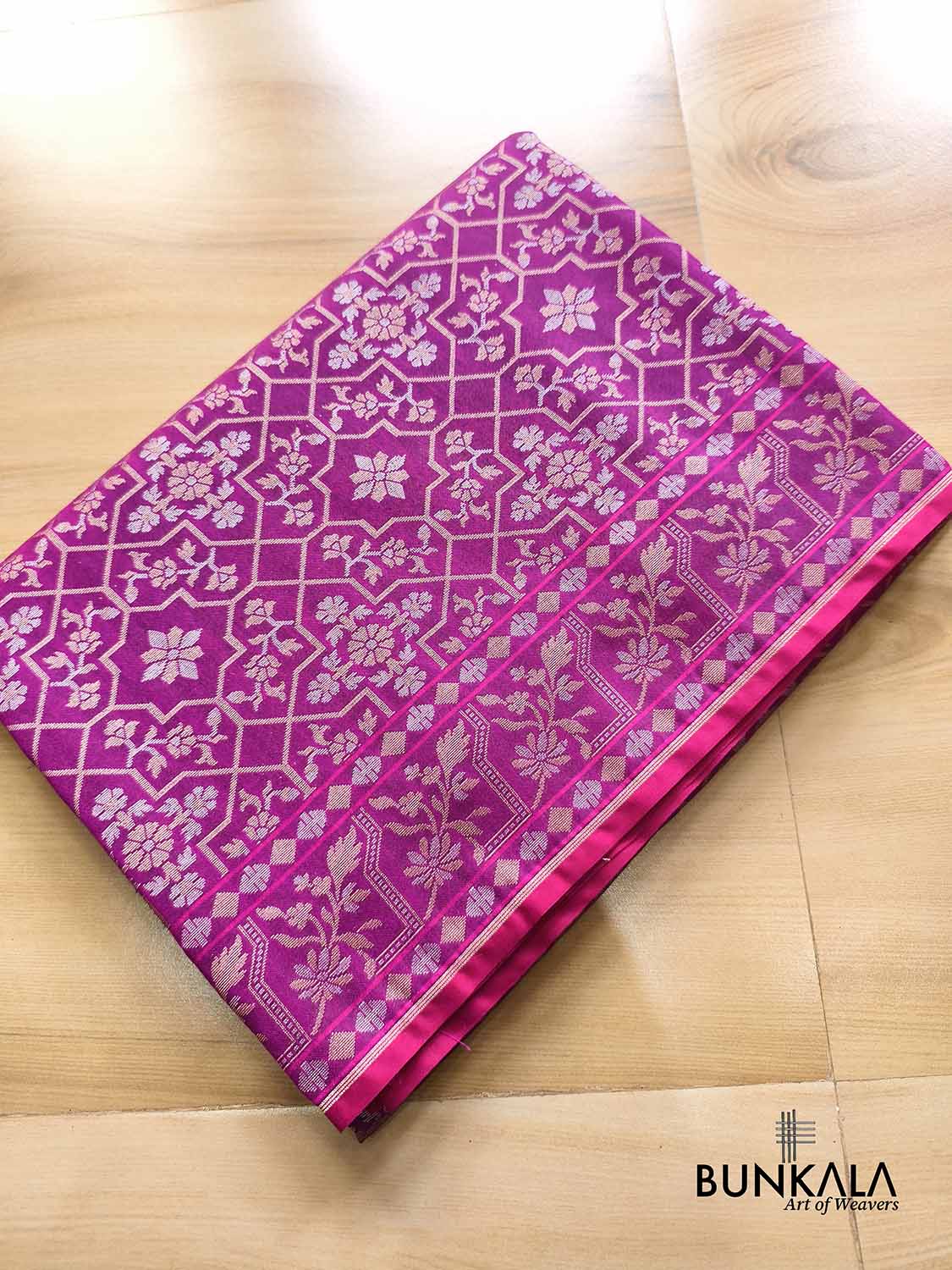 Jamuni Purple Ektara Banarasi Jamdani Weaved Silk Saree