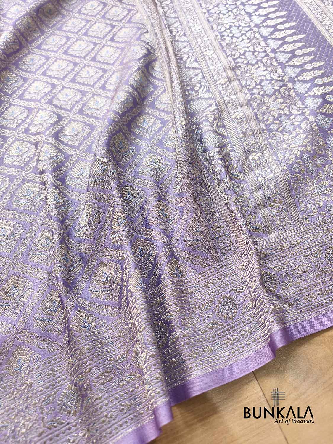Lavender Banarasi Mashru Silk Brocade Meena Weaved Saree