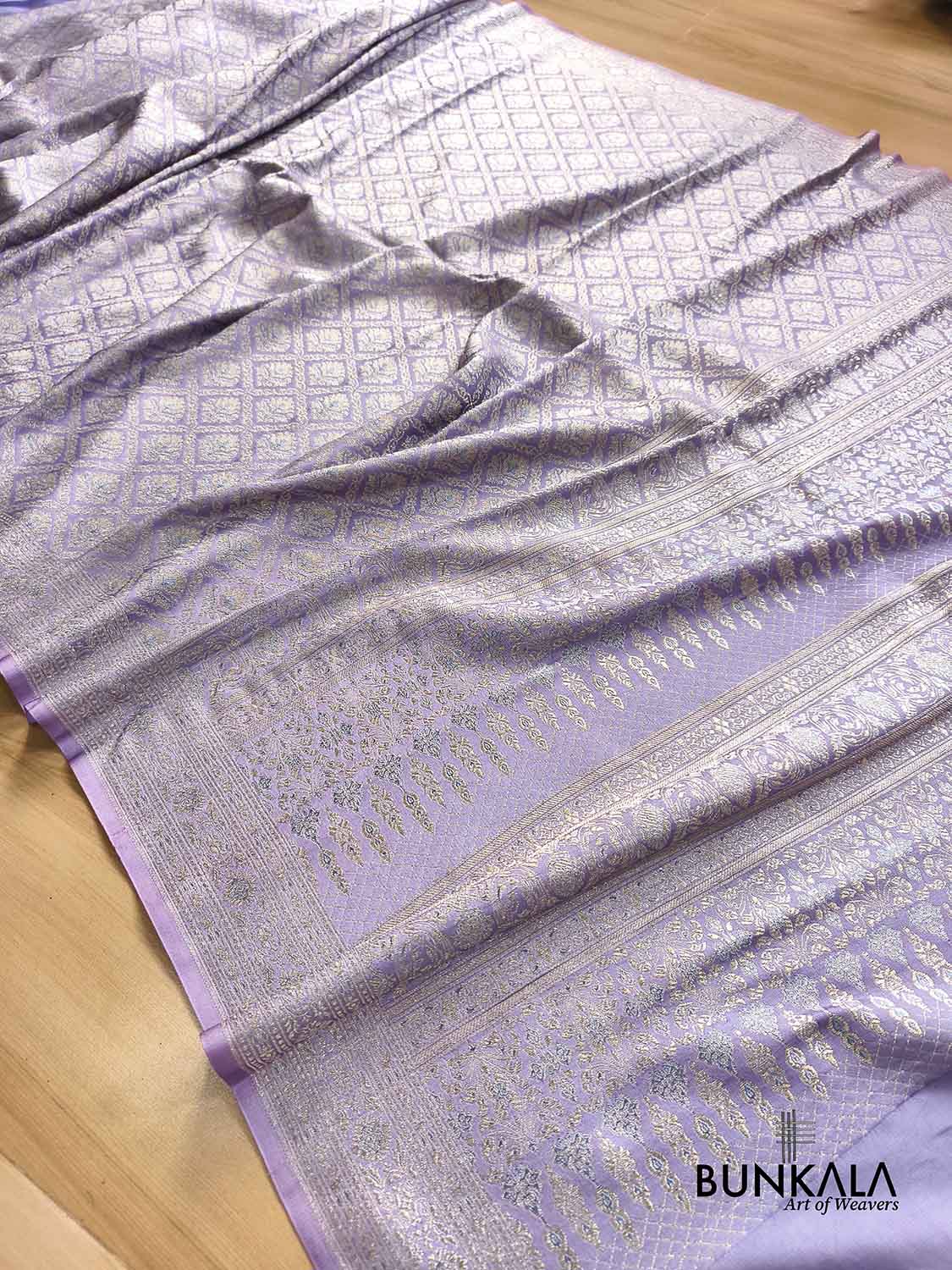 Lavender Banarasi Mashru Silk Brocade Meena Weaved Saree