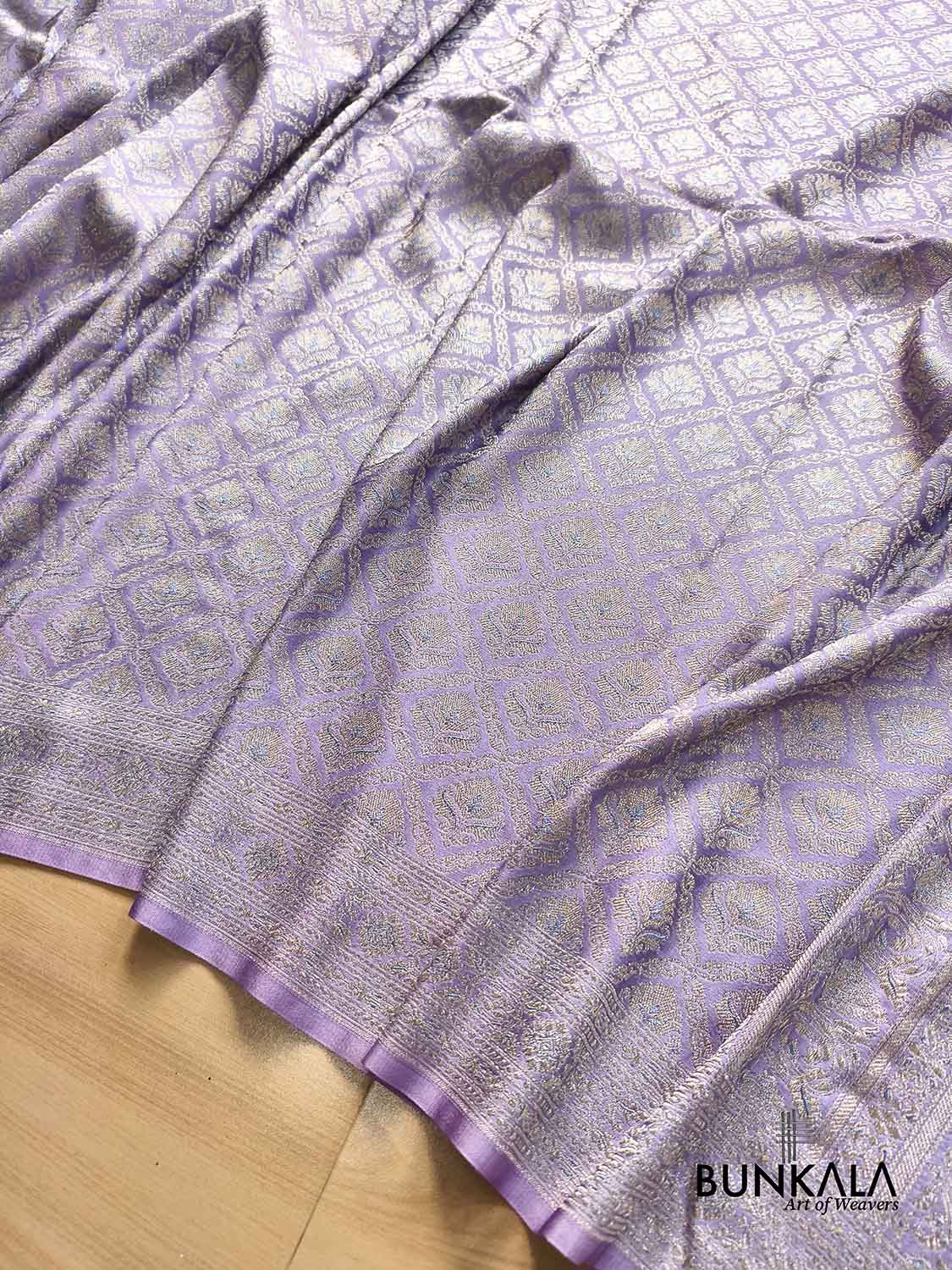Lavender Banarasi Mashru Silk Brocade Meena Weaved Saree