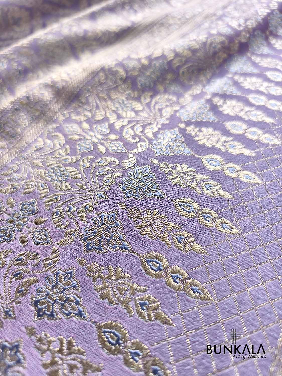 Lavender Banarasi Mashru Silk Brocade Meena Weaved Saree