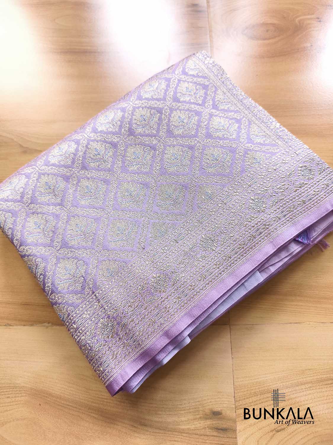Lavender Banarasi Mashru Silk Brocade Meena Weaved Saree