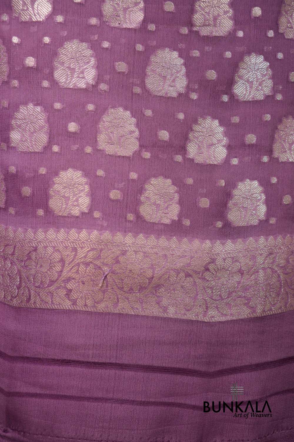 Lavender Buta Banarasi Pure Chiffon Unstitched Suit Set
