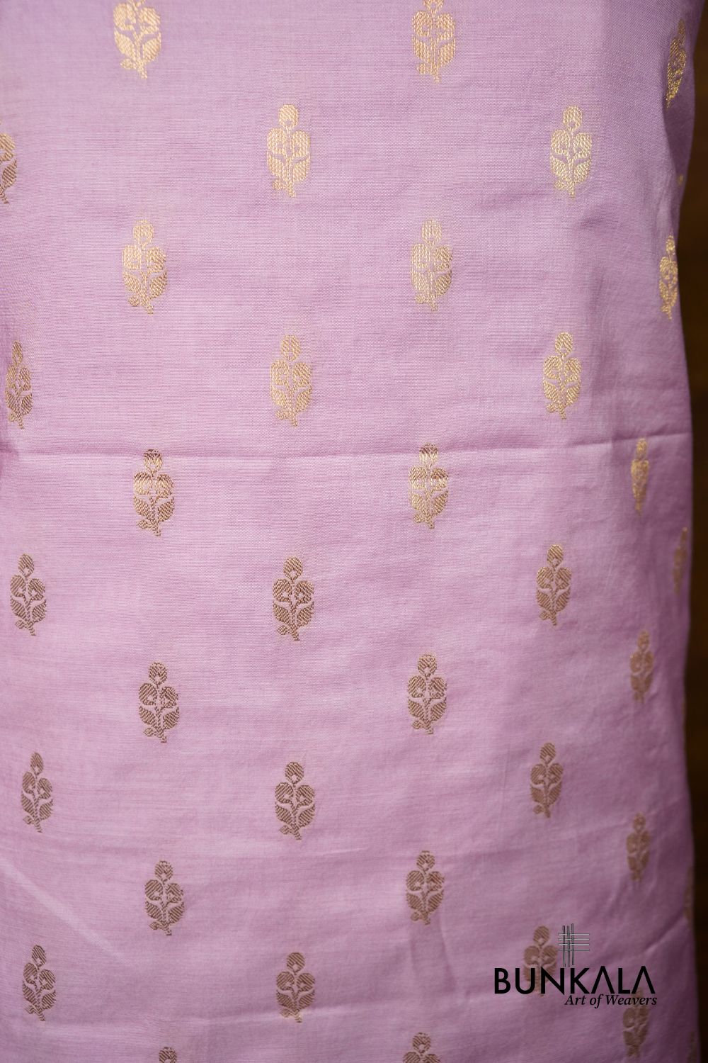 Lavender Buti Banarasi Pure Cotton Silk Unstitched Suit Set 